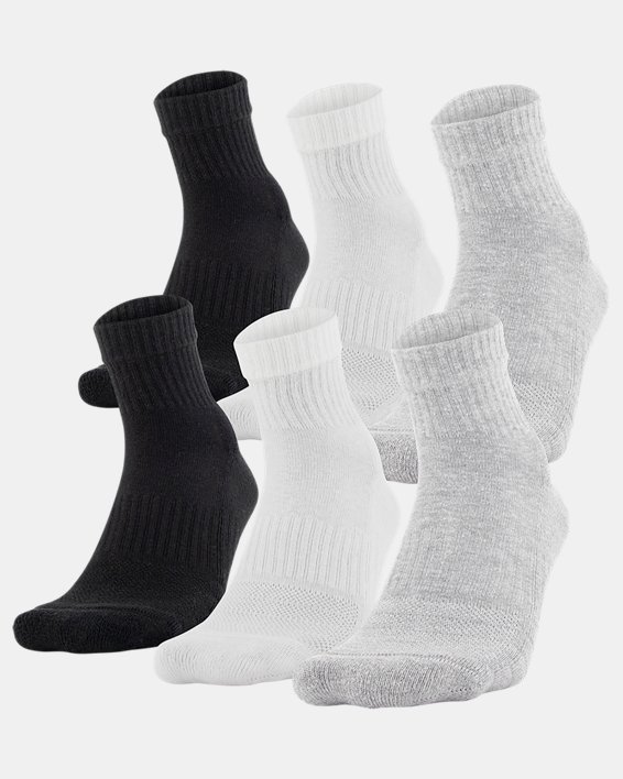 Youth UA Training Cotton Quarter – 6-Pack Socks, Gray, pdpMainDesktop image number 0